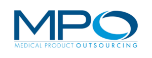 Logo displaying the text "MPO Medical Product Outsourcing" in blue with stylized letters.